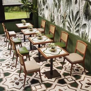 Tienda de café de madera muebles de café Mesa silla conjunto sofá Banco cabina asientos para restaurante y cafetería - Product Image 3