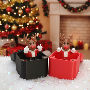 <b>Christmas</b> Reindeer Figurine In <b>Box</b> Animated Surprise Toy For Holiday Decoration Living Room Gift - Product Image 1