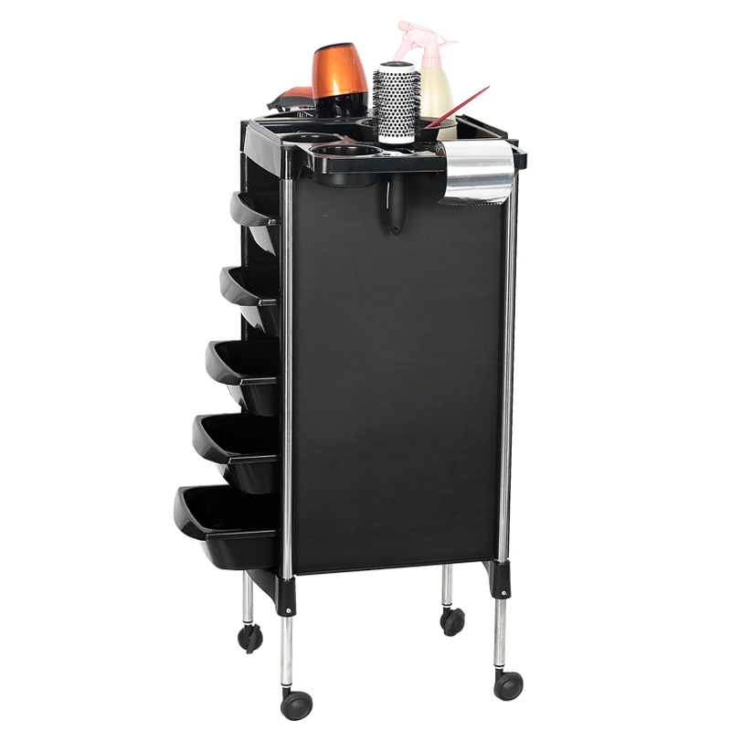Парикмахерская, спа салон красоты, черный парикмахерский салон, тележка, тележка с 4 колесами и 5 ящиками
