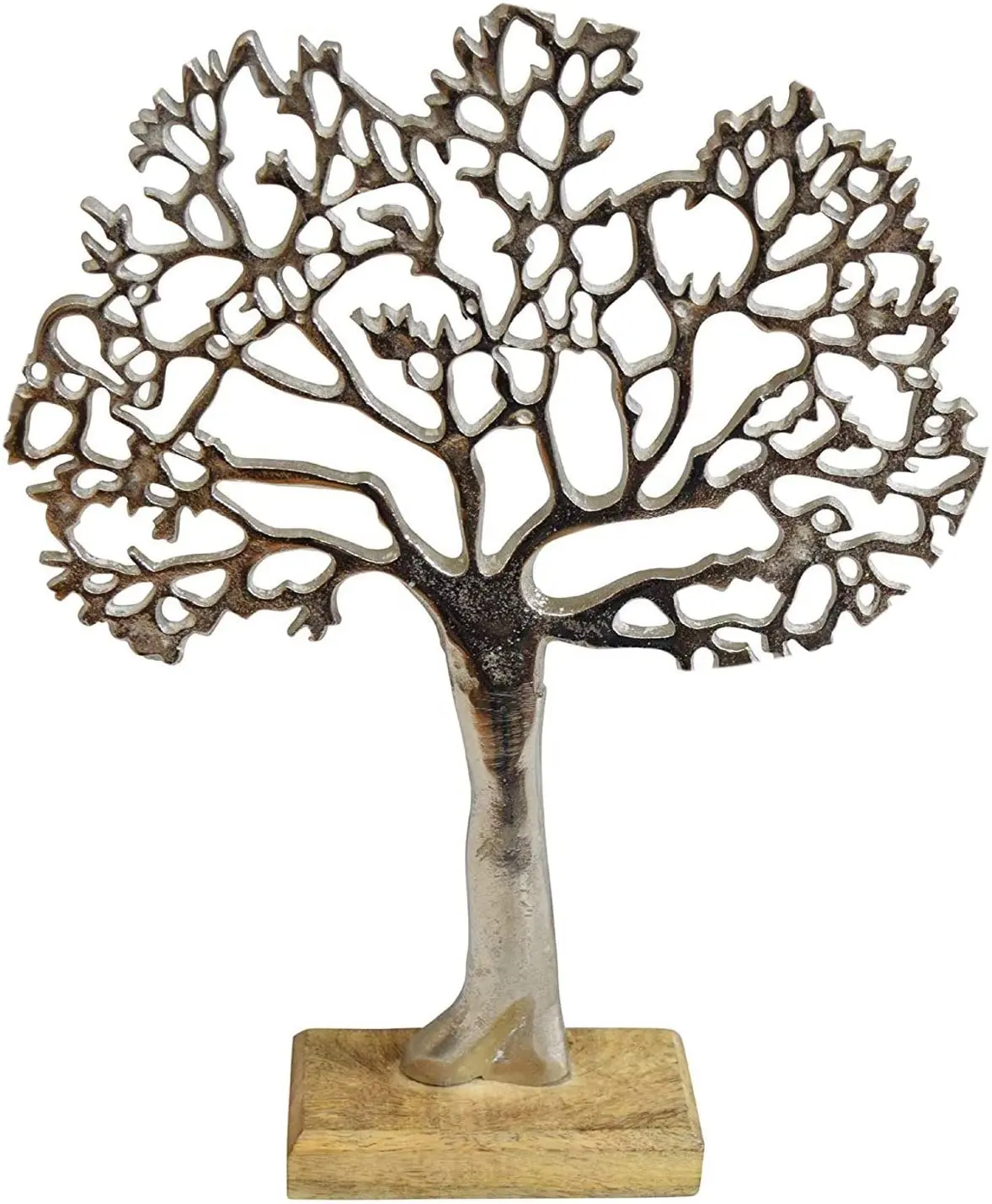 Reliable Manufacturer of Silver Metal Tree of Life on Wooden Base window decoration ornament