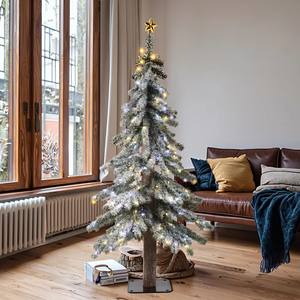 <span class=keywords><strong>Sapin</strong></span> artificiel floqué de type pin alpin avec tronc en bois véritable et lumières LED bicolores pour la décoration de la maison, du bureau ou des fêtes, plusieurs tailles disponibles - Product Image 2