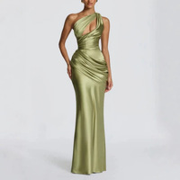 Robe longue élégante et décontractée en satin vert clair, à volants, ajustée, nouvelle collection été, haute qualité, best-seller