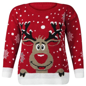<span class=keywords><strong>Pull</strong></span> de Noël moche en tricot à col rond et manches longues, motif renne de dessin animé, personnalisable ODM, plusieurs tailles et couleurs - Product Image 1