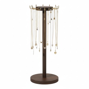 Portacane tondo in legno naturale con 18 ganci per la visualizzazione di accessori per gioielli - Product Image 2