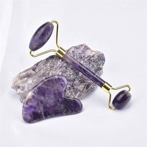 Rodillo Facial de Jade Morado, Verde y Negro, Herramienta de Masaje Facial de Cuarzo Rosa, Rodillo de Jade Gua Sha, Caja de Gua Sha - Product Image 2