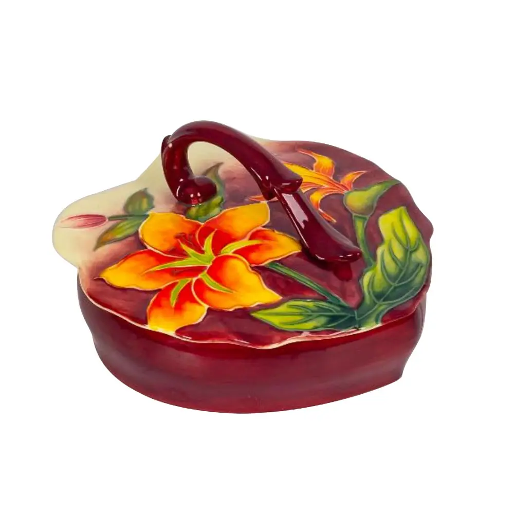 Custom dipinto a mano in rilievo Mini accessori di lusso contenitore di stoccaggio rotondo anello in ceramica portagioie con coperchio