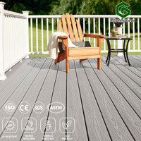 Plancher en WPC à grain de bois 3D gaufré, moderne, antidérapant, résistant aux intempéries, personnalisé, pour usage extérieur en jardin, avec système d'assemblage par emboîtement