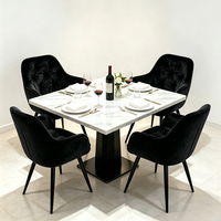 Chaise de salle à manger capitonnée de luxe en velours avec pieds en métal pour la maison, le restaurant, l'hôtel