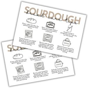 Cartes d'instructions pour le pain au levain, conseils de stockage, étiquettes, autocollants, guide du ferment, emballage, pour <span class=keywords><strong>boulanger</strong></span>, client, entreprise de pain au levain et de beignets à la cannelle - Product Image 1