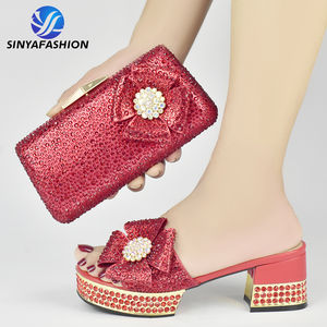 All'ingrosso Italiano Estate & Autunno Italiano Scarpe e Borsa di colore giallo per la sposa abbinamento matrimonio scarpe da sposa e borsa - Product Image 4