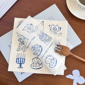 Papel para hornear de calidad alimentaria, recubierto de cera por una sola cara, 100 paquetes, azul, para empacar pan, queso, pastel y hamburguesas - Product Image 2