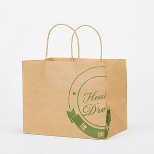 Custom Logo Print Eco-friendly Recyclable Brown Kraft Paper <b>Bags</b> with Handles Big Size Takeaway Food Packaging for Pizza & Sushi - Product Image 3