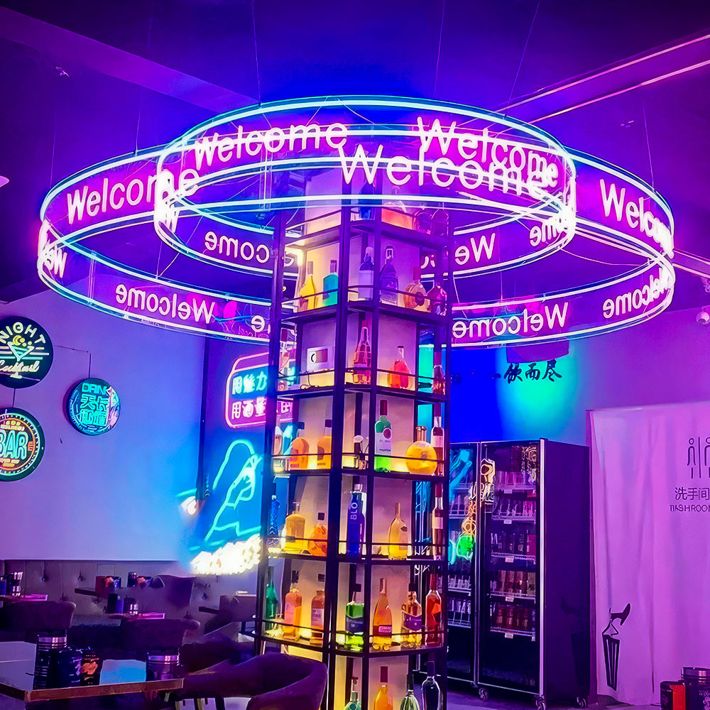 Fast Delivery Dropshipping Round Neon Sign Acrylic Neon Light Sign Custom Logo Custom Led Neon Sign Drop Shipping for Party