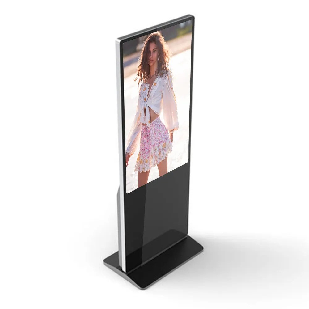 55 "Android Smart Touch Screen Totem Interactieve Lcd Ad Display Raam Vloerstandaard Digital Signage Reclame Speler