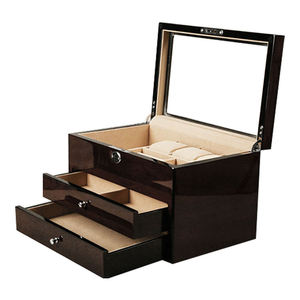 Boîte à montres en MDF Espreso en bois, 10 compartiments, tiroir de rangement, boîte à bijoux - Product Image 1