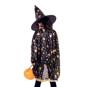 Ensemble <span class=keywords><strong>cape</strong></span> et chapeau scintillants unisexes pour fête de carnaval, costume de <span class=keywords><strong>magicien</strong></span>, <span class=keywords><strong>cape</strong></span> de sorcier d'Halloween avec chapeau pointu - Product Image 6