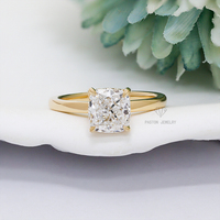 Bague de fiançailles Paston personnalisée en argent 925 avec moissanite taille coussin 6,5x6,5mm 1,5 carat D VVS pour femme