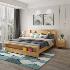 High Quality Factory Wholesale Nordic Light Wood <b>Bed</b> <b>Frame</b> Natural Solid Wood Easy Assembly Headboard and Footboard Storage - Product Image 4