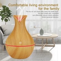Humidificateur LED 7 couleurs en forme de vase, grain de bois, 200 ml, diffuseur d'aromathérapie d'été pour intérieur, atomiseur silencieux pour bureau