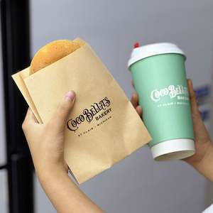 Sac en papier kraft brun écologique classique personnalisé avec impression offset et plastification pour boulangerie de baguettes - Product Image 3