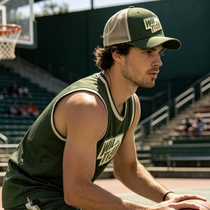 หมวกแก๊ปทรง Trucker สองสีแบบกำหนดเอง ปีกโค้ง ปักลาย ระบายอากาศดีด้านหลัง ปรับขนาดได้ด้วย Snapback เหมาะสำหรับกิจกรรมกลางแจ้ง แคมป์ปิ้ง และเบสบอล - Product Image 6