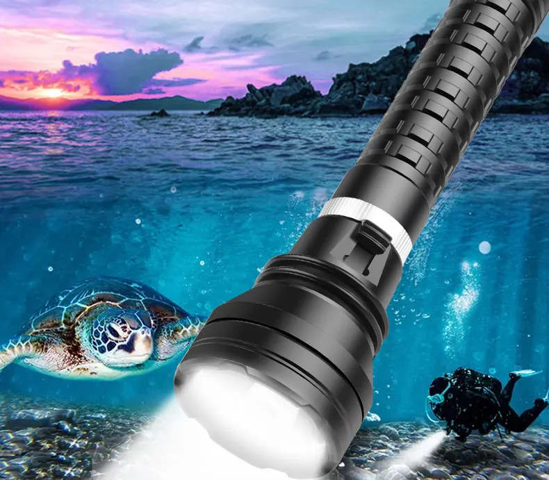 XHP70 LED White Light 2000 Lumens Diving Flashlight 2*26650 Torch Underwater 50M xhp70.2 torch spearfishing led diving lamp