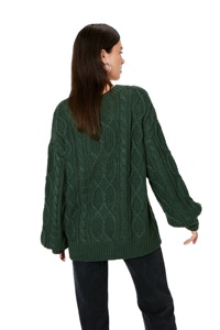 2025 Wholesale Custom 100%Cotton Women <strong>Knit</strong> <strong>Sweater</strong> 7GG Chunky Winter Spring Crew Neck Oversize Cable Knitwear HIgh-Quality OEM - Product Image 5