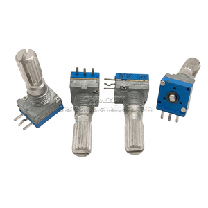 R097 9mm potensiometer putaran tunggal, <span class=keywords><strong>Resistor</strong></span> variabel poros datar B10K B20K 50K 20mm asli dapat disesuaikan - Product Image 2