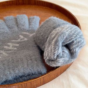 Gants en laine épais pour homme, protection contre le froid, simplicité professionnelle, jacquard à lettres, écran tactile, doigts entiers - Product Image 3