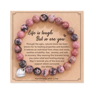 Bijoux d'<span class=keywords><strong>anniversaire</strong></span> cadeau pierre perlée bracelet coeur bracelet à breloques pour filles fille nièce - Product Image 5