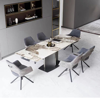 Table à manger en céramique avec pieds métalliques, meubles modernes et personnalisés, haute qualité