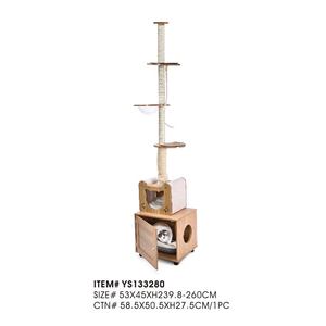 <span class=keywords><strong>Arbre</strong></span> à <span class=keywords><strong>chat</strong></span> réglable du sol au plafond, multifonctionnel, avec poteaux à gratter en sisal pour chats d'intérieur - Product Image 1