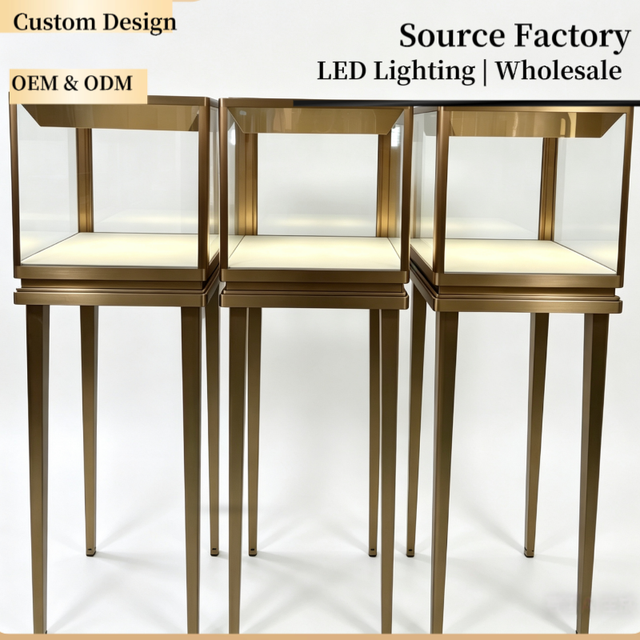 Modern Jewelry Display Cabinet with Tempered Glass and Stainless Steel Frame, Durable and Customizable LED Light Display Cabinet