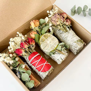 Bâtons d'encens de <span class=keywords><strong>sauge</strong></span> blanche et de cristal de guérison spirituelle naturelle, lot de Palo Santo avec fleurs pour la purification de la <span class=keywords><strong>maison</strong></span> - Product Image 2