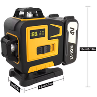 16 lignes 4D 360 °   Niveau laser vert auto-nivelant avec base rotative pour la construction, le carrelage et le revêtement de sol