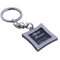 Chaveiro personalizado de aço inoxidável, novo quadro em branco para chaves de amor, fotos de lembrança, suporte destacável