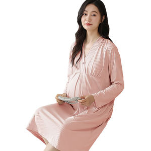 Venta al por mayor de vestidos de entrega de modal con almohadillas para el pecho primavera otoño ropa de dormir posparto, ropa de dormir para amamantar durante el <span class=keywords><strong>embarazo</strong></span> - Product Image 5