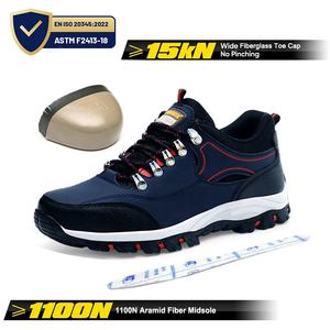 Chaussures de sécurité de travail pour hommes Tiger Master Blue en cuir microfibre antidérapant avec semelle en caoutchouc, embout en acier, anti-perforation pour la construction et les mines - Product Image 3