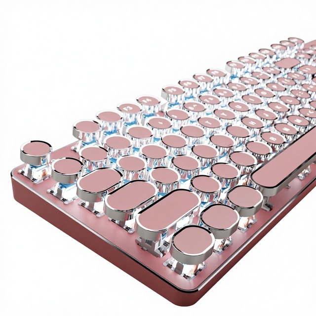 New EWEADN TK100 Mechanical Wired Keyboard 104 Keys White Backlit Anti-Ghosting USB-A Interface Cute Typewriter Aesthetic