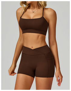 Soutien-gorge de yoga pour <span class=keywords><strong>femme</strong></span> avec logo personnalisé, design dos croisé, sensation de nu, respirant, couleur unie, pour le vélo, la salle de sport, les sports, Conjuntos Para Mujeres - Product Image 4