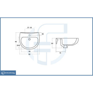 Lavabo Moderno de Pared con Gabinete LP80 de 40x50cm para Baño, Escuela u Hotel - Product Image 3