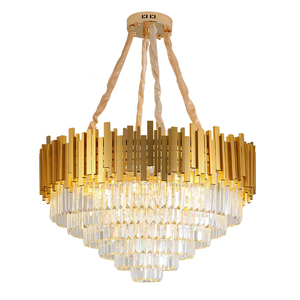 Lampadario Moderno in Cristallo Dorato, Lampada <span class=keywords><strong>a</strong></span> <span class=keywords><strong>Sospensione</strong></span> <span class=keywords><strong>LED</strong></span> di Lusso per Interni - Product Image 5