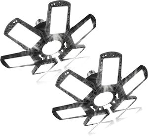 2 paquets <span class=keywords><strong>de</strong></span> plafonnier <span class=keywords><strong>LED</strong></span> <span class=keywords><strong>de</strong></span> <span class=keywords><strong>Garage</strong></span> 200W lampes d'atelier avec 6 panneaux réglables 6500K E26/E27 lampes <span class=keywords><strong>de</strong></span> <span class=keywords><strong>Garage</strong></span> pour atelier <span class=keywords><strong>de</strong></span> grange - Product Image 1