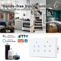 Interruptor de Luz Wifi de 2/4/6/8 Canales, Tipo 146, Botones Táctiles, Interruptor Inteligente Wifi Tuya, Compatible con Control por Voz de Google Home y Alexa