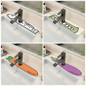 <b>Kitchen</b> Faucet <b>Mats</b> Printed Bathroom Sink Rug Super Absorbent Drain Pad Non-Slip Faucet Splash Guard Countertop <b>Drying</b> Pads - Product Image 4