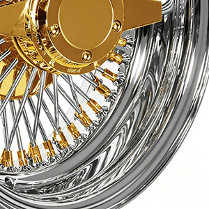 Oferta Especial: Llantas de Acero 13x7, 72 radios rectos, Triple Oro Invertido, 13 y 14 pulgadas, Llantas de Alambre Cromadas de 72 radios para Coches Clásicos - Product Image 3