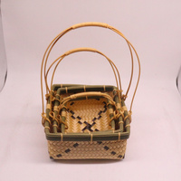 Panier de rangement en PP tissé à motif bambou avec poignées, qualité alimentaire, imperméable, résistant aux moisissures, durable, pour servir des raviolis et du pain