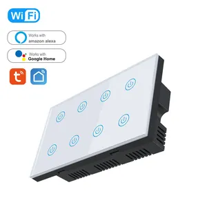 Glomarket Smart Home 8 Gang Wall Switch US Standard Tuya Voice APP Remote Control Wireless Wall Touch Light Switch