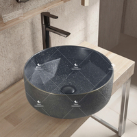 Lavabo en céramique de qualité supérieure, couleur noire, à poser sur le comptoir, pour salle de bain