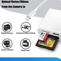 Conectores duales de alta velocidad OTG 3 en 1 lector de tarjetas de memoria SD adaptador de carga para iPhone